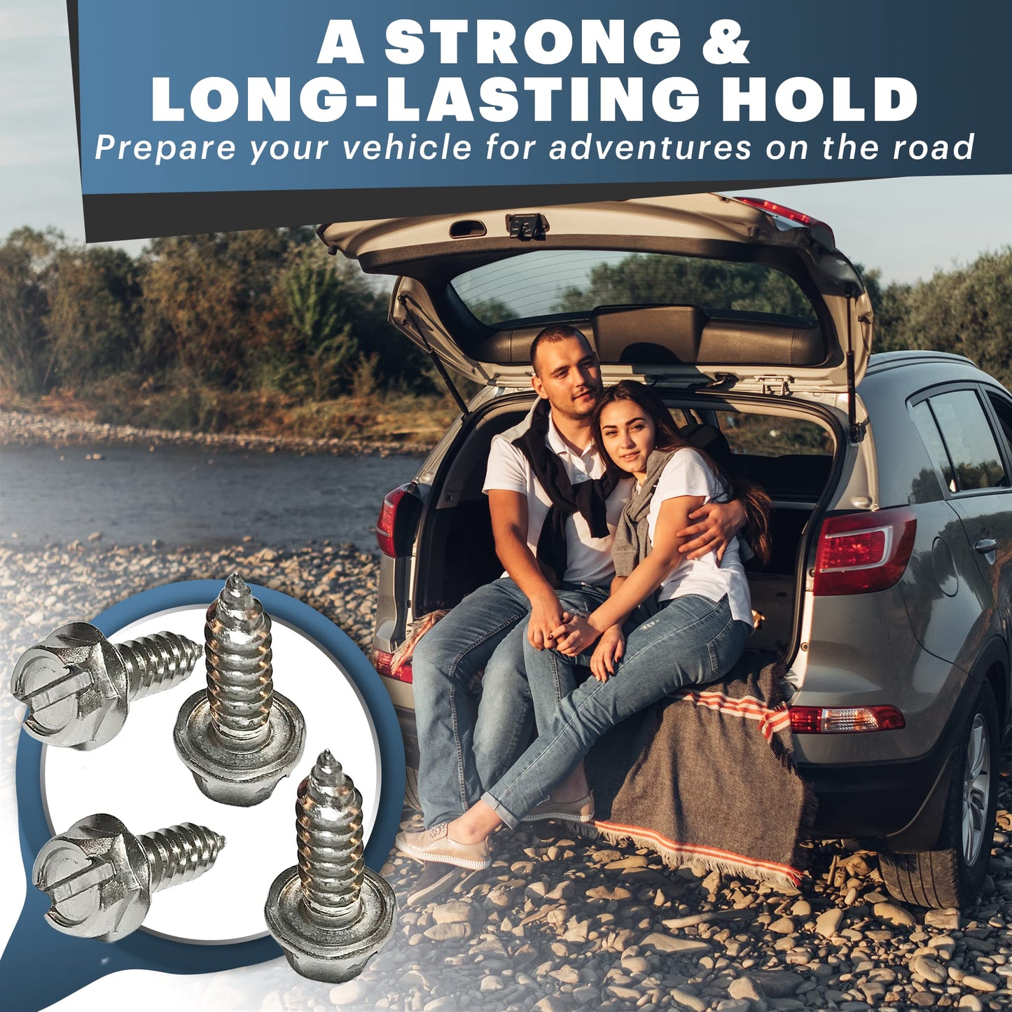 Stainless License Plate Screws for Domestic Vehicles - Rustproof Stainless Steel (Set of 8) - OttoSpeed