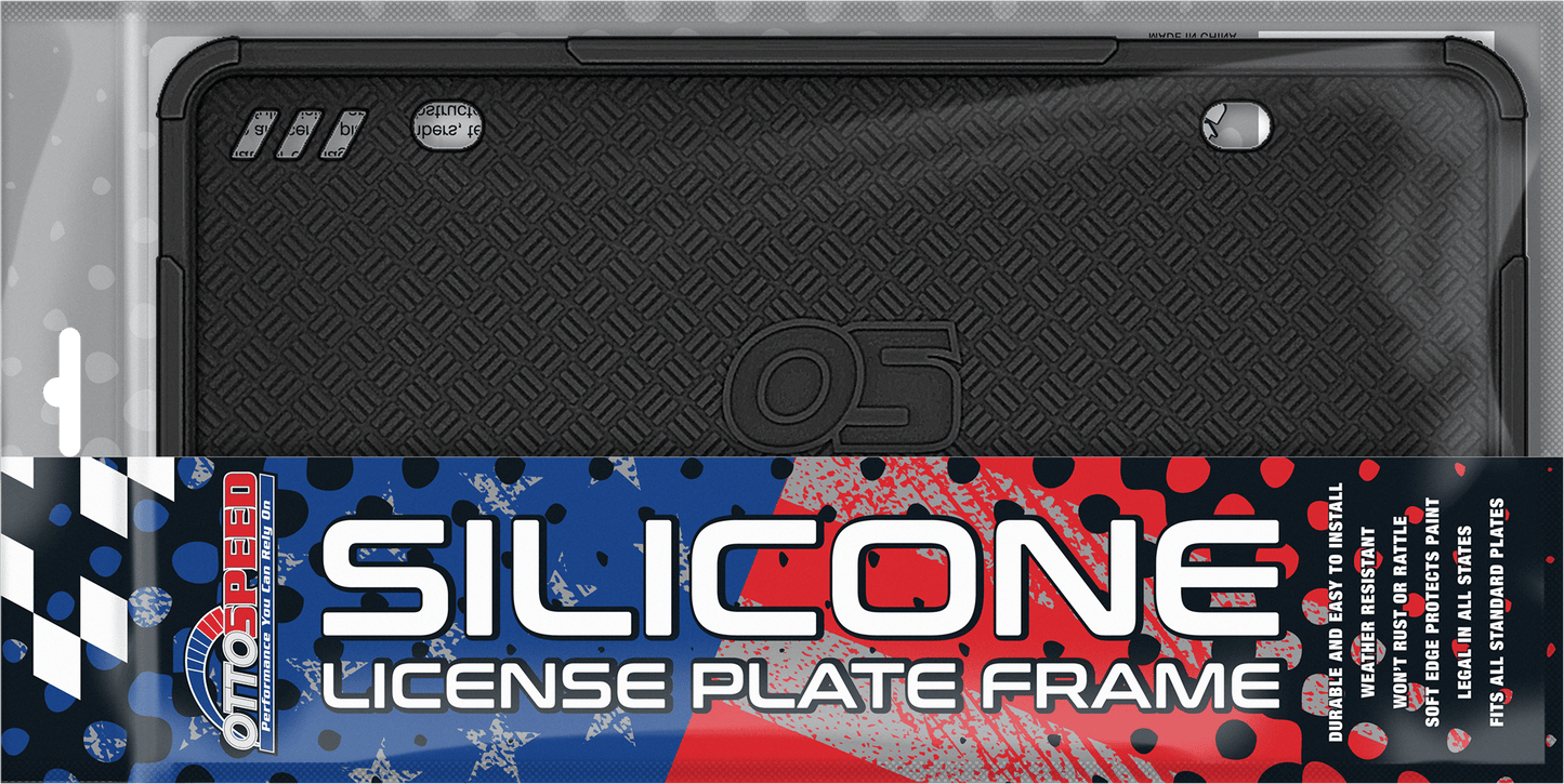 Premium Black Silicone License Plate Frame - Rust Proof, Rattle Proof, Weather Proof - OttoSpeed