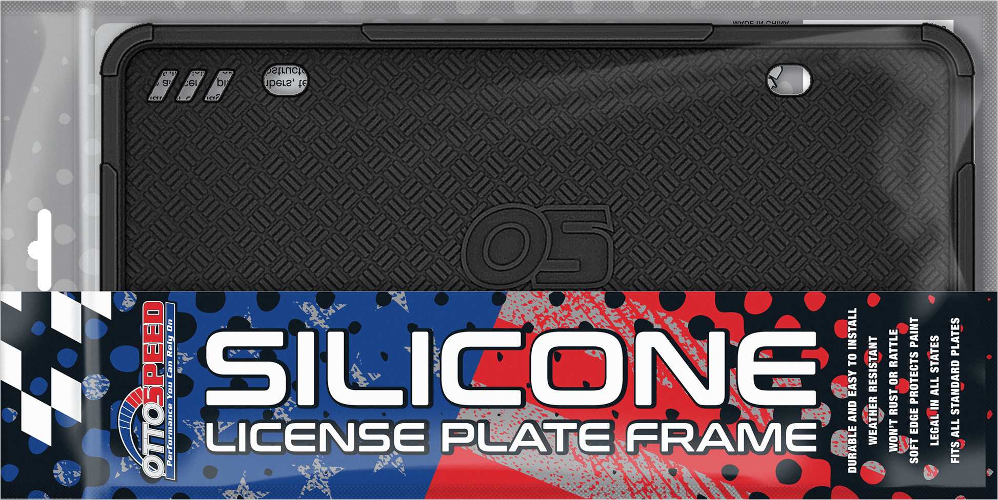 Premium Black Silicone License Plate Frame - Rust Proof, Rattle Proof, Weather Proof - OttoSpeed