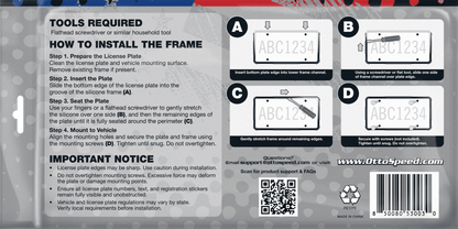 Premium Black Silicone License Plate Frame - Rust Proof, Rattle Proof, Weather Proof - OttoSpeed