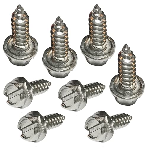 License Plate Screw Kit - Stainless Steel Screws for Front and Back License Plates (Set of 8)