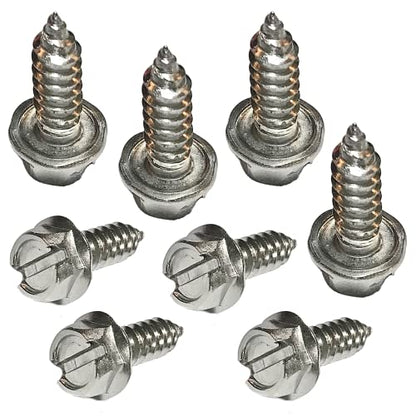 License Plate Screw Kit - Stainless Steel Screws for Front and Back License Plates (Set of 8)