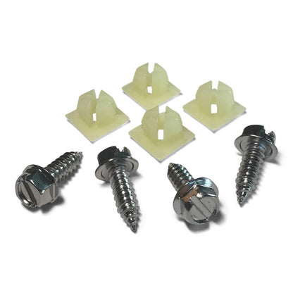 Chrome License Plate Screw Kit - OEM Style Rust Proof Fasteners with Nylon Retainers