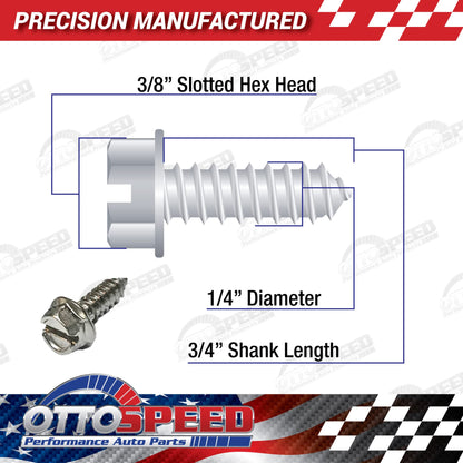 Stainless Steel License Plate Screw Kit - Rustproof Self-Tapping Bolts For Mounting Front and Back License Plates