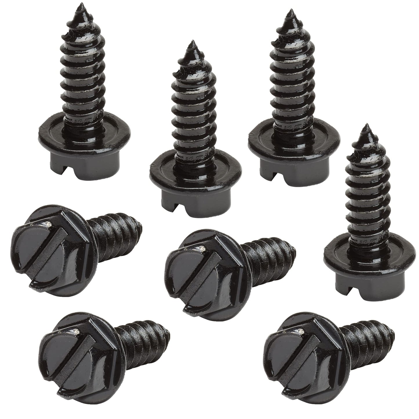 Black License Plate Screw Kit - Set of 8 Fasteners For Front and Rear Plates