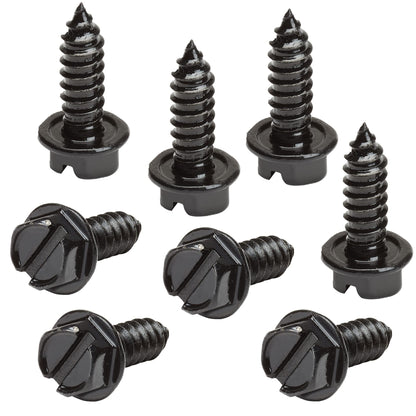 Black License Plate Screw Kit - Set of 8 Fasteners For Front and Rear Plates