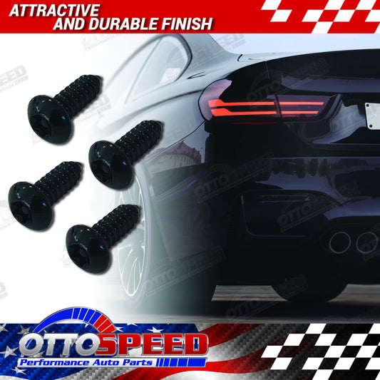 Antitheft License Plate Screw Kit for Domestic Vehicles - Rustproof Black Stainless Steel (Set of 8)