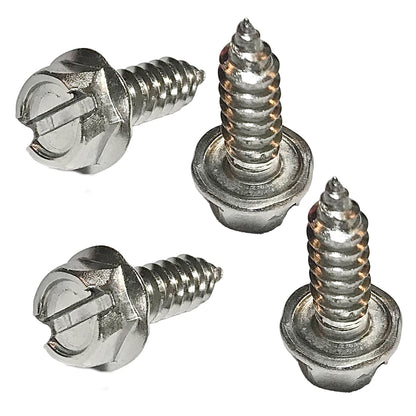 License Plate Screw Kit - Stainless Steel and Self-Tapping Screws for Front and Back License Plates (Set of 4)