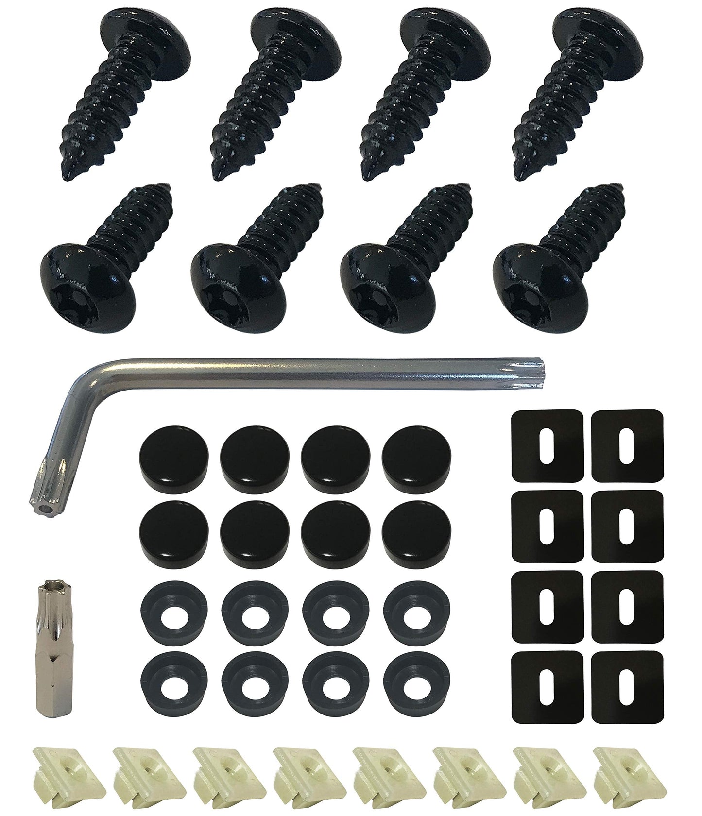 Antitheft License Plate Screw Kit for Domestic Vehicles - Rustproof Black Stainless Steel (Set of 8) - OttoSpeed