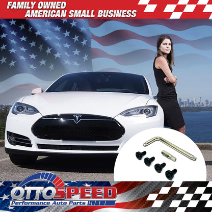 Antitheft License Plate Screw Kit for Tesla Vehicles - Rustproof Black Stainless Steel - Extended Length (Set of 4) - OttoSpeed