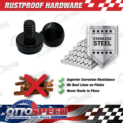 Antitheft License Plate Screw Kit for Tesla Vehicles - Rustproof Black Stainless Steel - Stock Length (Set of 4) - OttoSpeed