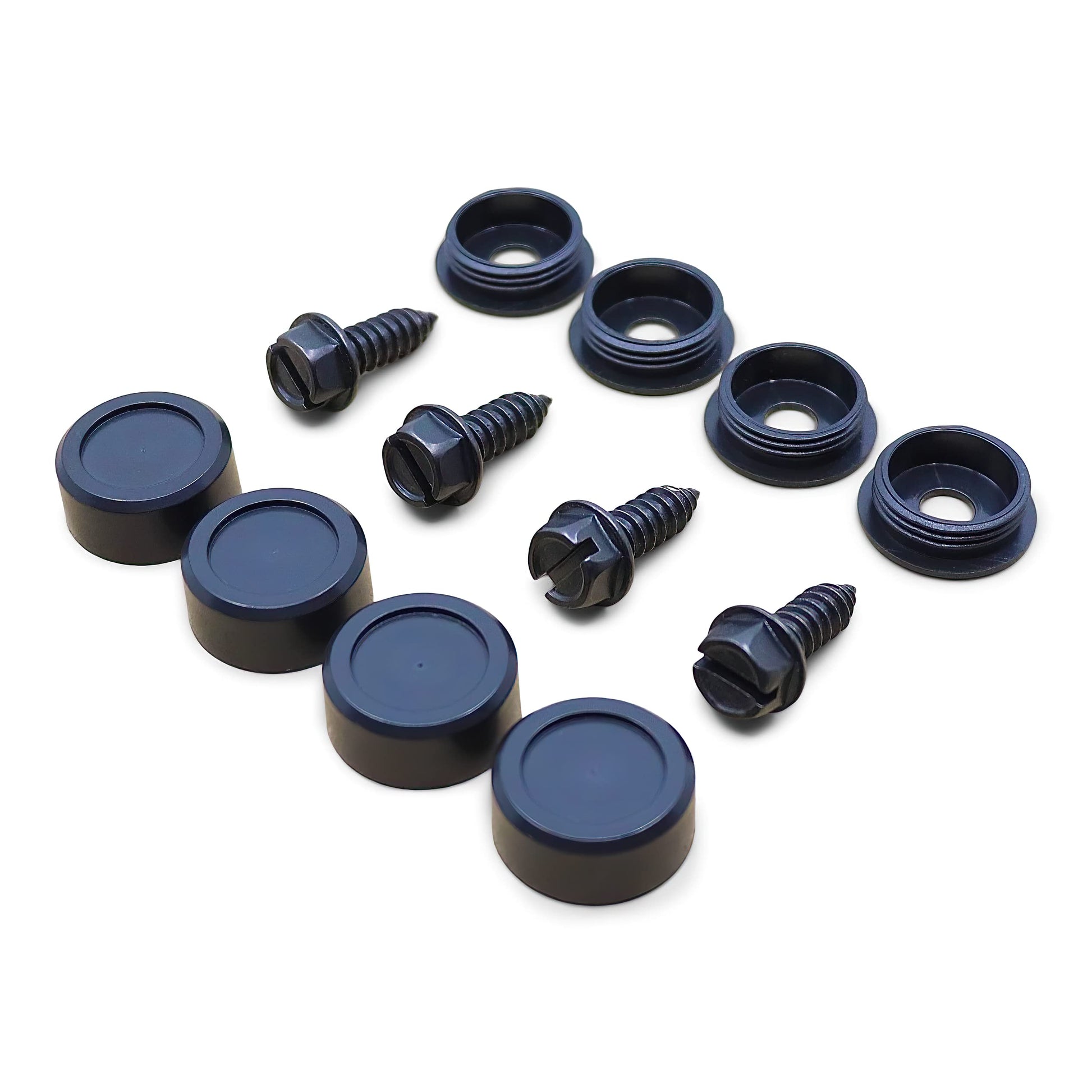 Black License Plate Screws and Covers Kit for Domestic Vehicles - Rustproof Stainless Steel (Set of 4) - OttoSpeed