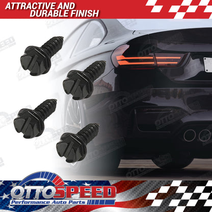 Black License Plate Screws and Covers Kit for Domestic Vehicles - Rustproof Stainless Steel (Set of 8) - OttoSpeed