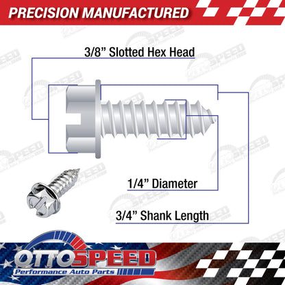 Chrome License Plate Screws and Inserts Kit for Domestic Vehicles - Rustproof Stainless Steel (Set of 4) - OttoSpeed