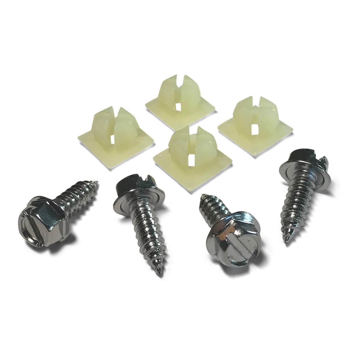 Chrome License Plate Screws and Inserts Kit for Domestic Vehicles - Rustproof Stainless Steel (Set of 4) - OttoSpeed