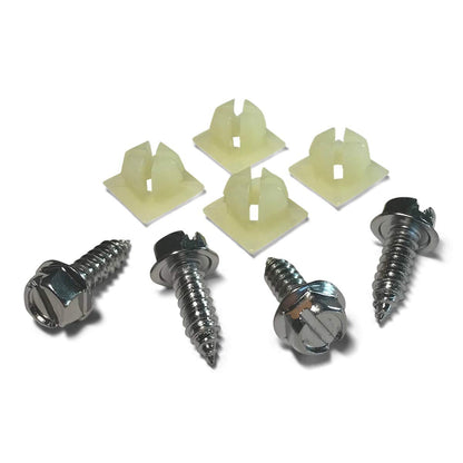 Chrome License Plate Screws and Inserts Kit for Domestic Vehicles - Rustproof Stainless Steel (Set of 4) - OttoSpeed