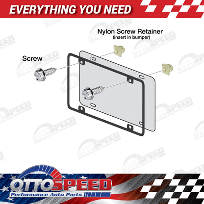Chrome License Plate Screws and Inserts Kit for Domestic Vehicles - Rustproof Stainless Steel (Set of 4) - OttoSpeed
