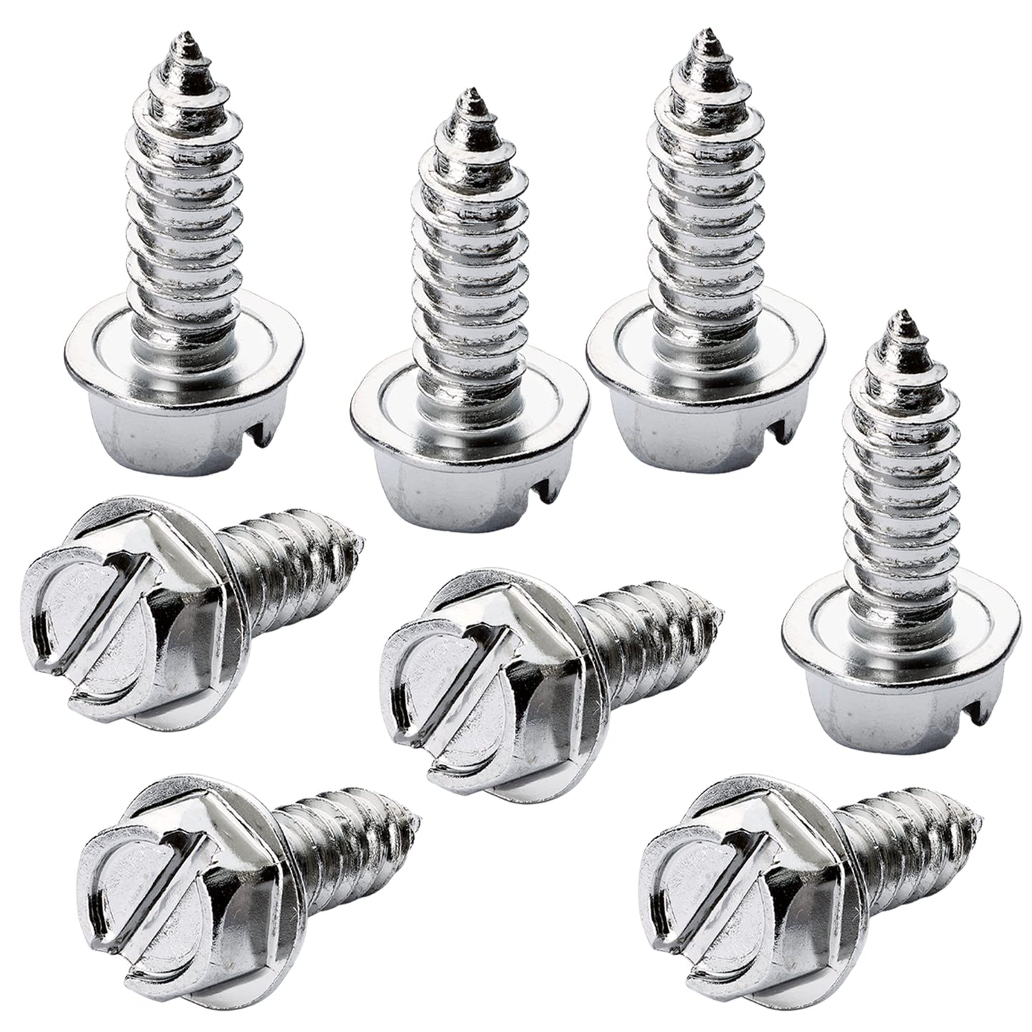 Chrome License Plate Screws for Domestic Vehicles - Rustproof Stainless Steel (Set of 8) - OttoSpeed