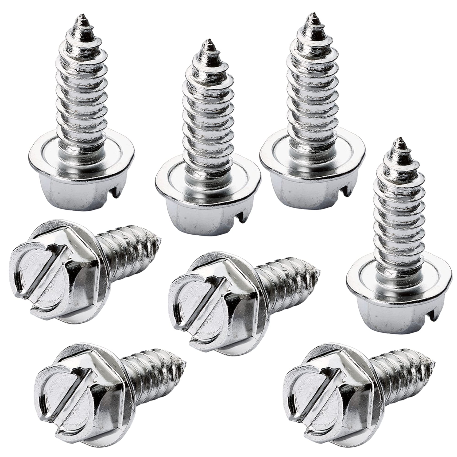 Chrome License Plate Screws for Domestic Vehicles - Rustproof Stainless Steel (Set of 8) - OttoSpeed