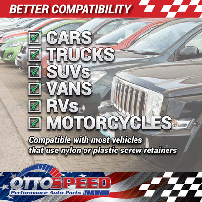 Stainless License Plate Screws and Inserts Kit for Domestic Vehicles - Rustproof Stainless Steel (Set of 4) - OttoSpeed