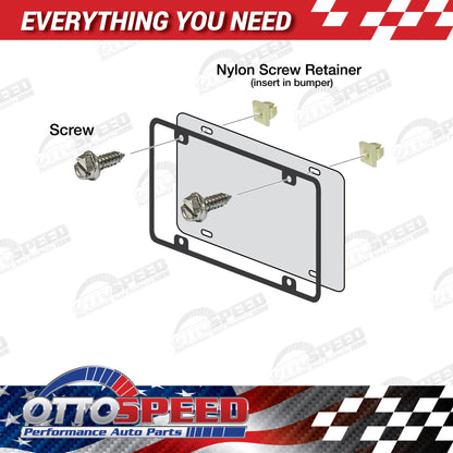 Stainless License Plate Screws and Inserts Kit for Domestic Vehicles - Rustproof Stainless Steel (Set of 4) - OttoSpeed