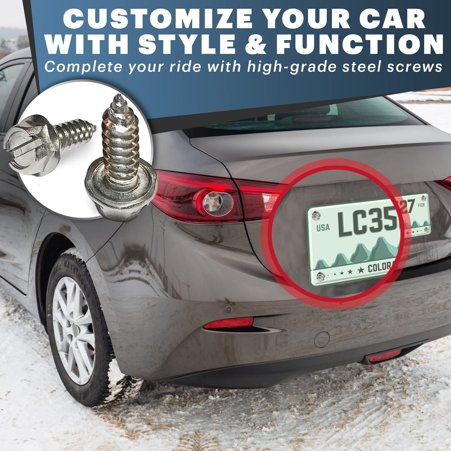 Stainless License Plate Screws for Domestic Vehicles - Rustproof Stainless Steel (Set of 4) - OttoSpeed